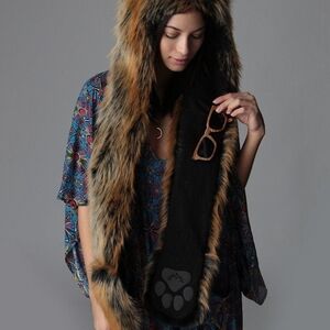 SpiritHoods Red Wolf Faux Fur Hood